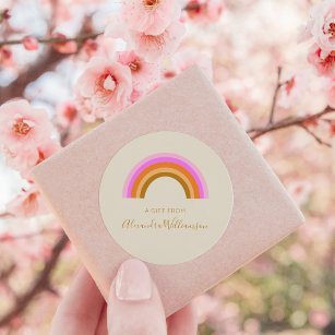 Simple Cute Retro Rainbow Personalised Gift From Classic Round Sticker
