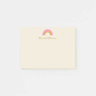 Simple Cute Retro Rainbow Personalised Script Name Post-it Notes