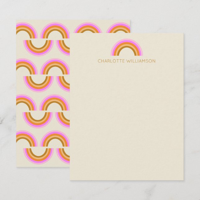 Simple Cute Retro Rainbow Personalised Stationery Card (Front/Back)