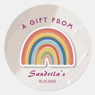 Simple Cute Retro Rainbow Personalized Gift From  Classic Round Sticker