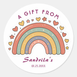 Simple Cute Retro Rainbow Personalized Gift From  Classic Round Sticker
