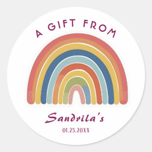 Simple Cute Retro Rainbow Personalized Gift From  Classic Round Sticker