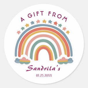 Simple Cute Retro Rainbow Personalized Gift From  Classic Round Sticker