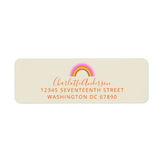 Simple Cute Retro Rainbow Return Address (Front)