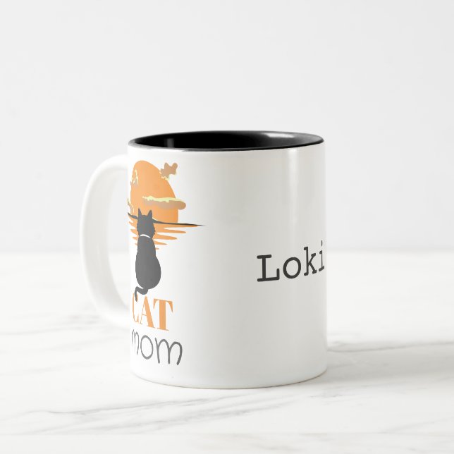 Simple Cute Script Pet owner Cat Mum Two-Tone Coffee Mug (Front Left)