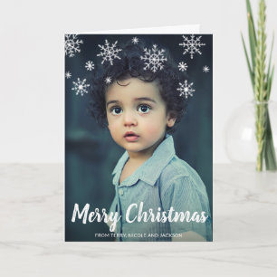 Simple Cute Snowflakes Modern Christmas Holiday Card