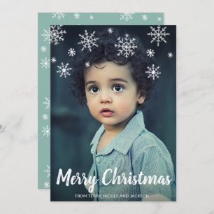 Simple Cute Snowflakes Modern Christmas Holiday Card