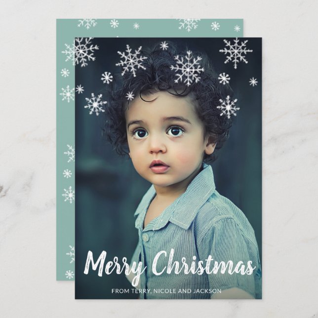 Simple Cute Snowflakes Modern Christmas Holiday Card (Front/Back)