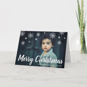 Simple Cute Snowflakes Photo Modern Christmas Holiday Card