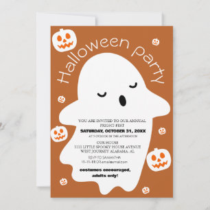 simple cute spooky halloween costume party invitation