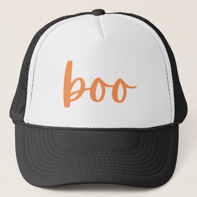 Simple Cute Spooky Halloween White boo Trucker Hat (Front)