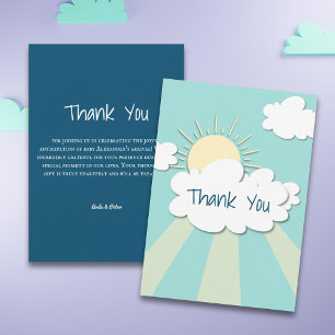 Simple Cute Sunshine Baby Shower Thank You Card