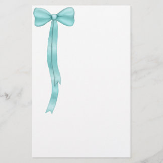 Simple Cute Teal Blue Bow Stationery