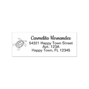 Simple Cute Tropical Turtle Return Address Rubber Stamp