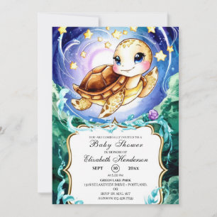 Simple Cute Turtle Baby Shower Invitation