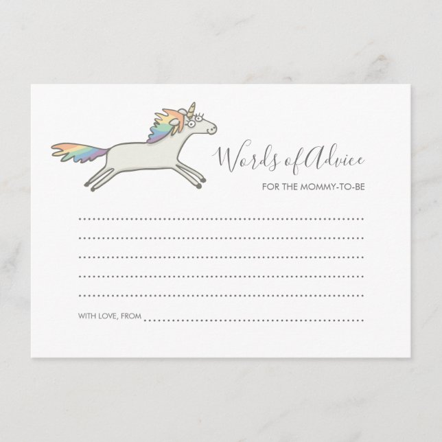 Simple Cute Unicorn Rainbow Words of Advice Cards (Front)