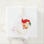 Simple Cute Vintage Santa Claus Christmas Favour Tags<br><div class="desc">Cute Christmas gift tag with a vintage Santa Claus with "To" and "From" in red.  This holiday gift tag is sure to add a festive touch to your Christmas gifts.</div>