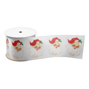 Simple Cute Vintage Santa Claus Christmas Satin Ribbon