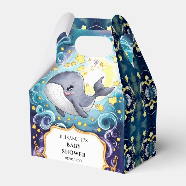 Simple Cute Whale Baby Shower Favour Box (Front Side)