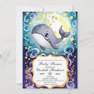 Simple Cute Whale Baby Shower Invitation