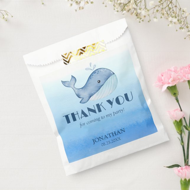 Simple Cute Whale Blue Ocean Birthday Thank You Favour Bags (Sealed)
