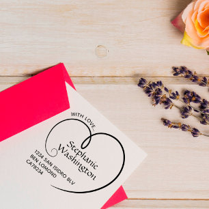 Simple Cute With Love Heart Name Return Address Rubber Stamp