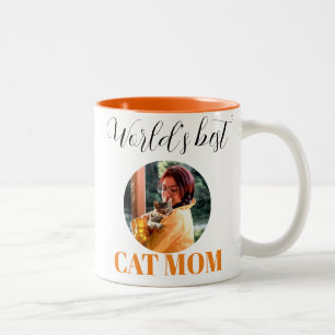 Simple Cute World's Best Cat Mum Photo Two-Tone Coffee Mug