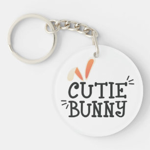 Simple Cutie Bunny Easter Typography Keychain