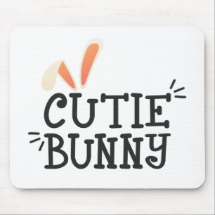 Simple Cutie Bunny Easter Typography Mousepad