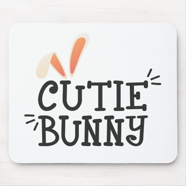 Simple Cutie Bunny Easter Typography | Mousepad (Front)