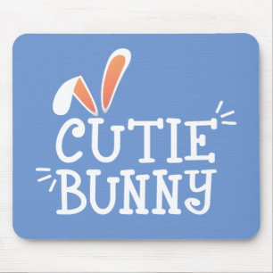 Simple Cutie Bunny Easter Typography Mousepad