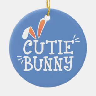 Simple Cutie Bunny Easter Typography Ornament