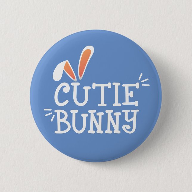 Simple Cutie Bunny Easter Typography | Pin Button (Front)