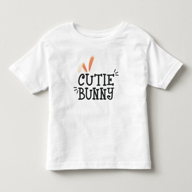 Simple Cutie Bunny Easter Typography | T-Shirt (Front)
