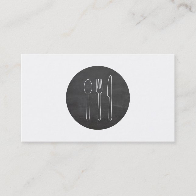 Simple Cutlery Logo for Catering Business, Chefs Business Card (Front)