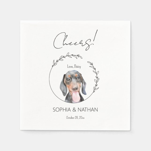 Simple Dachshund Dog Wedding Cocktail Napkins (Front)