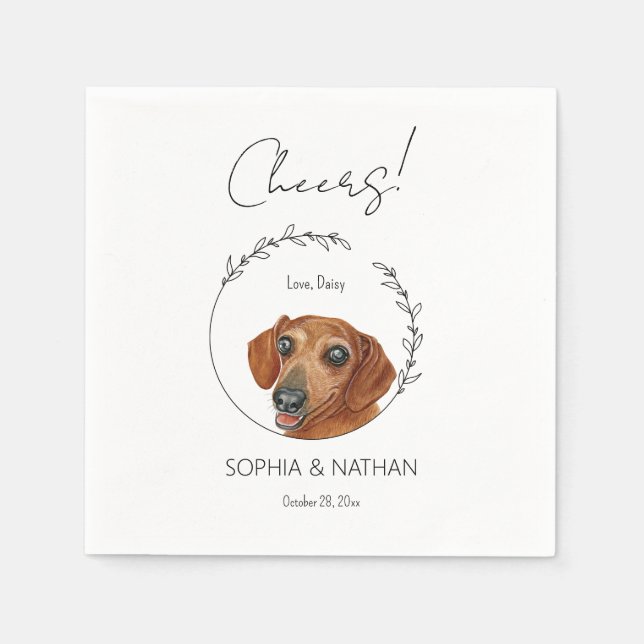 Simple Dachshund Dog Wedding Cocktail Napkins (Front)