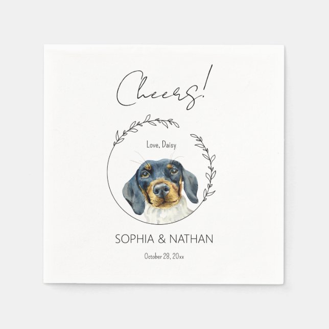 Simple Dachshund Dog Wedding Cocktail Napkins (Front)