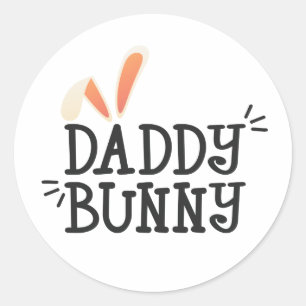 Simple Daddy Bunny Easter Typograph Sticker Seal