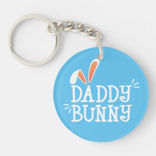 Simple Daddy Bunny Easter Typography   Keychain