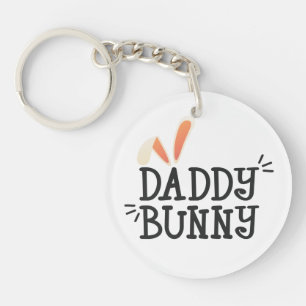 Simple Daddy Bunny Easter Typography   Keychain