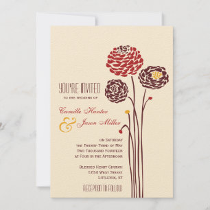 Simple Dahlia - Autumn Rustic Textured Wedding Invitation