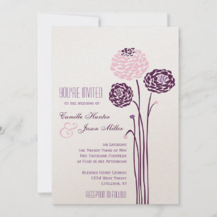 Simple Dahlia - Elegant Aubergine Wedding Invitation