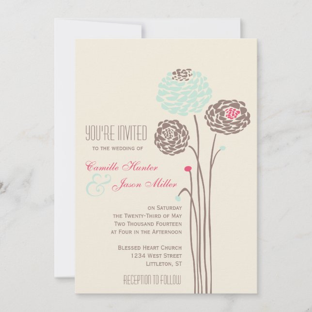 Simple Dahlia - Rustic Modern Wedding Invitation (Front)