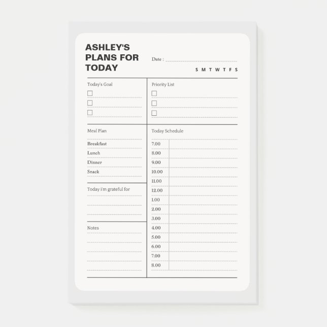 Simple Daily Planner Notepad (Front)