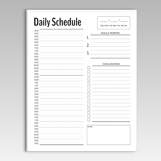 Simple Daily Schedule Notepad (Creator Uploaded)