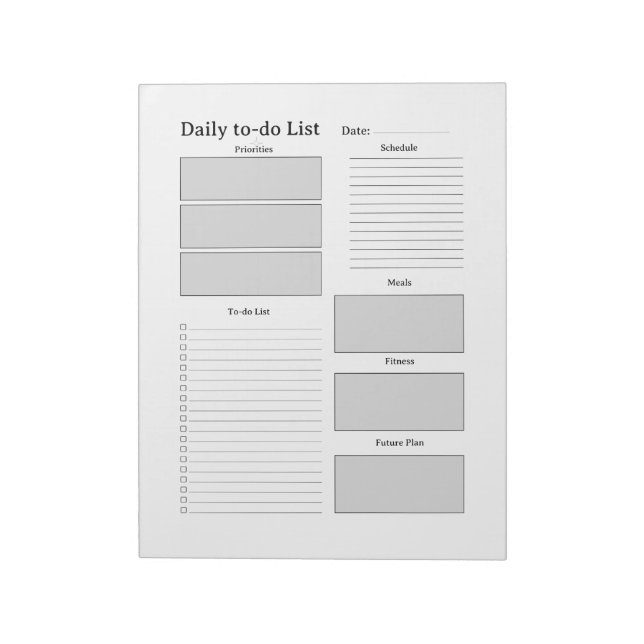 Simple Daily To‑Do List Notepad (Rotated)
