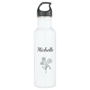 Simple Daisy Black White Trendy Floral   710 Ml Water Bottle