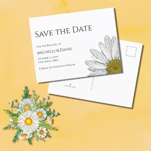 Simple Daisy Floral Wedding Save The Date Announcement Postcard