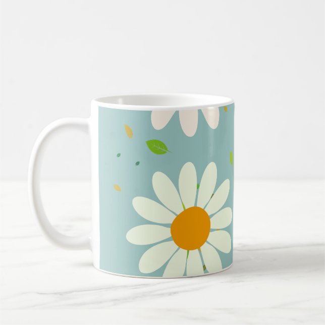 Simple Daisy Flowers Floral Pattern trendy Girly  Coffee Mug (Left)